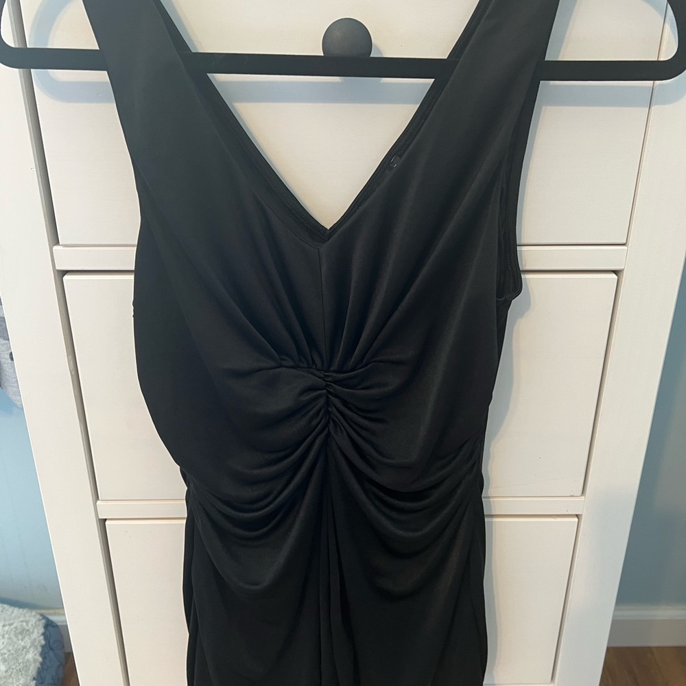 Express Black Ruched Sheath Dress V-Neck Sleeveless